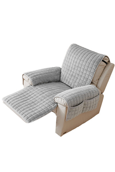 Choice 53 x 190cm Gray Recliner Sofa Protector Cover with Armrests Pockets Ar...