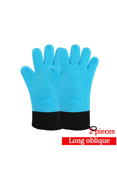 Choice 2Pcs Blue 1-2Pcs Silicone Heat-Resistant Gloves Cooking Barbecue Gants...