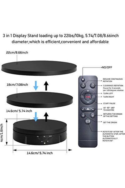 Choice black Photography Turntable Electric Rotating Display Stand 360 Degree with Remote Control Motorized