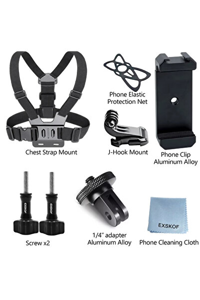 Choice طقم حزام الصدر 7 في 1 ملحقات كاميرا الحركة، حزام رأس، حزام صدر، حامل ه...