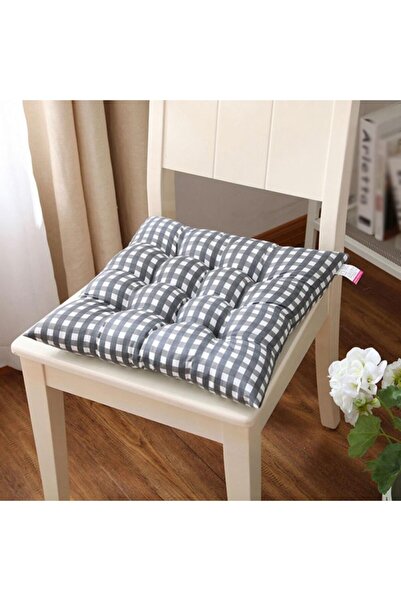 Choice Light Gray 35*35cm Plaid Square Chair Cushion Seat Cushion With Anti-skid Strap Indoor Outdoor Sofa