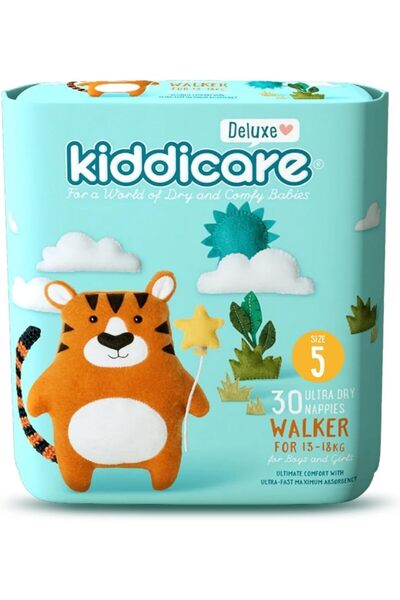 Kiddicare حفاضات بيبي ديلوكس ووكر، مقاس 5، 30 حفاضة