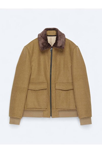 Kip Camel Hair Shirt Collar Casual Woven Coat