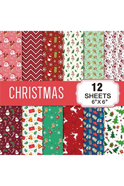 Choice 12 قطعة من ورق قصاصات عيد الميلاد المجيد، بنقشة مربعات وندفات ثلج وغزا...