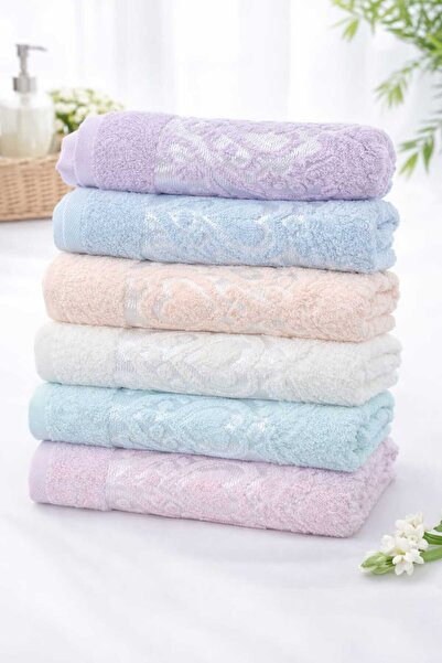 altınterim avm 50x90 6 bucăți bumbac 100% jacquard, culoare pastel, cadou zilnic, prosop pentru mâini și față