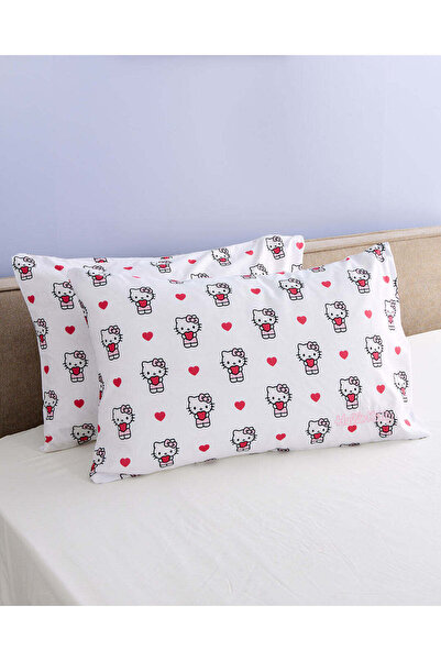 REDTAG طقم أغطية وسائد بشخصية هيلو كيتي باللونين الوردي والأبيض (قطعتان)