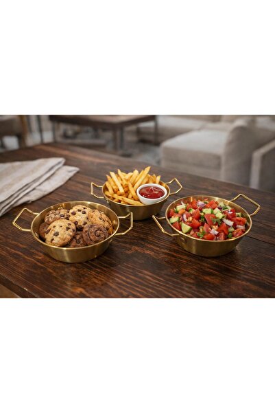 ADAEVDE 1 Adet Çelik Gold Sunum Sahan (13 CM)