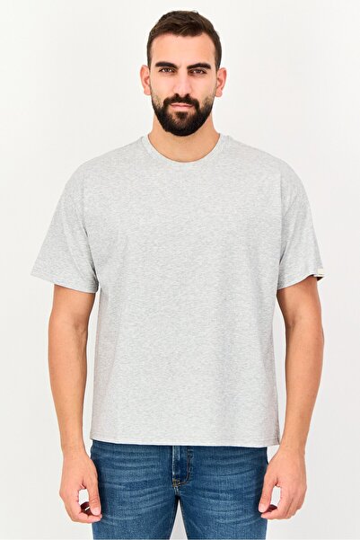 Fudo Comforts By Men Oversized Fit Crew Neck Short Sleeve Heather T-Shirt, Grey