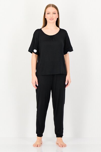 Christian Siriano طقم بيجاما نسائي من قطعتين بنقشة منقطة، متعدد الألوان