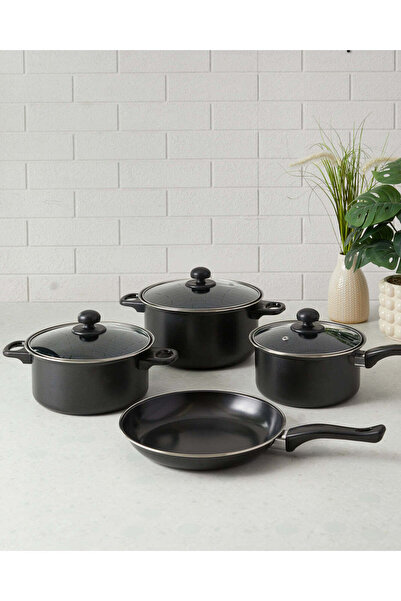 REDTAG طقم أواني طهي دائرية سوداء (7 قطع)