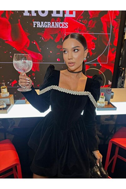 Shop Royal Rochie din Catifea neagra - Perla