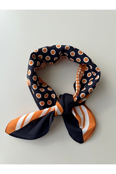 who knows ¿ Navy Blue Yellow Polka Dot Patterned Scarf Bandana Women's Clothing Accessory