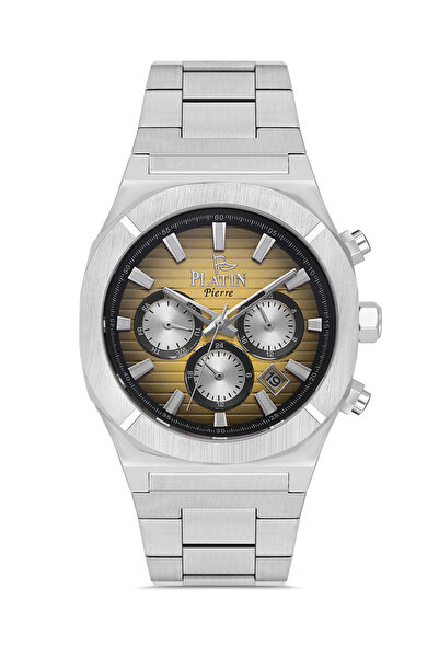 Platin Pierre ساعة يد رجالية من HDS-PL-1085GA-A12 بسوار فولاذي ووظائف متعددة