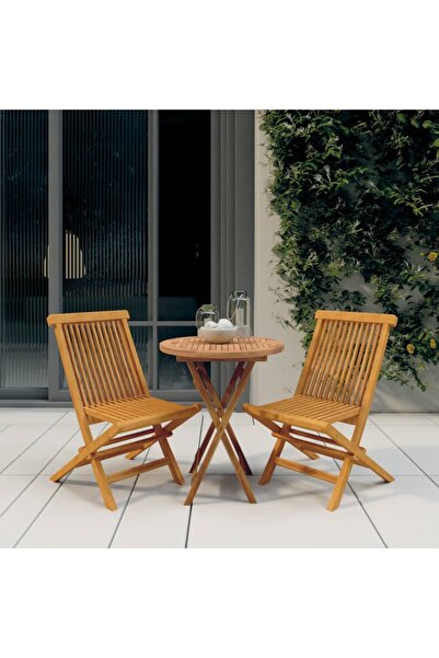 vidaxl 3 Piece Garden Dining Set Solid Wood Teak
