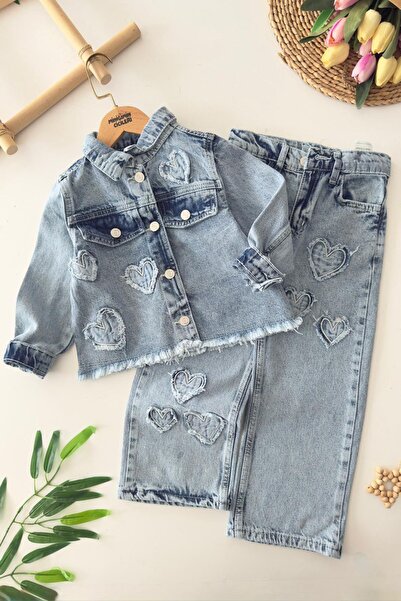 Minigimin Cicileri Set de 2 piese pentru fetiță cu jachetă cu detaliu de inim...