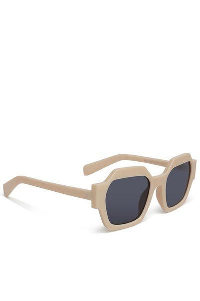 london Rag Women Bevel Frame Square Sunglasses in Cream