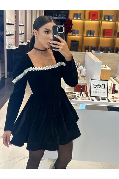Shop Royal Rochie din Catifea neagra - Perla