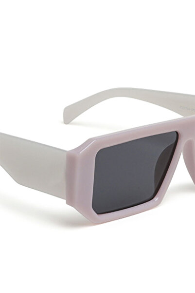 london Rag Women Flat Bridge Rectangular Sunglasses in Jelly White