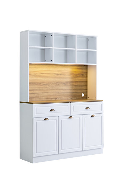 Setay Blesk İnce Kum Aydınlatmalı, Raflı, Çekmeceli, Kahve Köşesi Dolabı