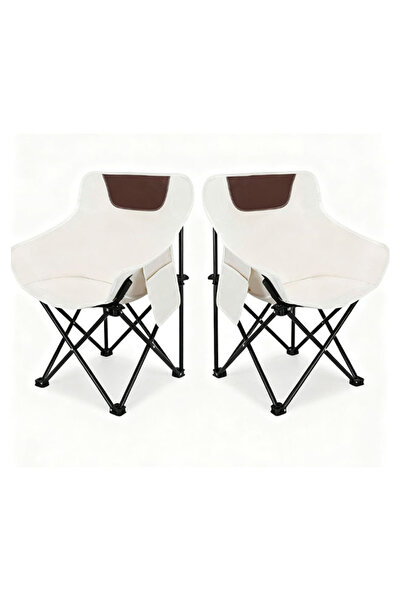 EHOME Folding Chairs Heavy Duty Support 330 Lbs Outdoor Moon Chair With Carry Bag,With Side Pockets 2pcs