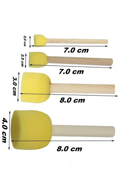 ALLStore Ponpon Sünger Fırça 4'lü Set