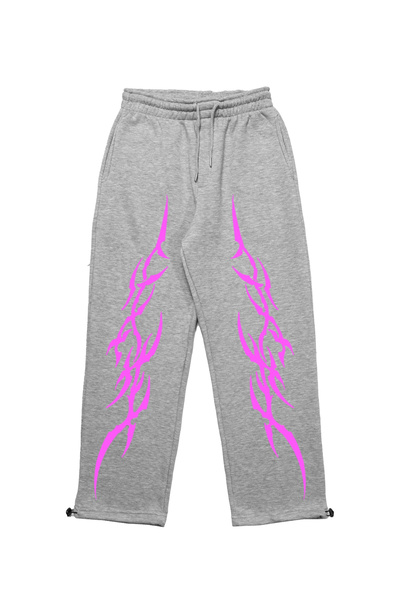 Sokak Butik بنطال رياضي رجالي رمادي اللون من بريميوم شارب بينك ليج