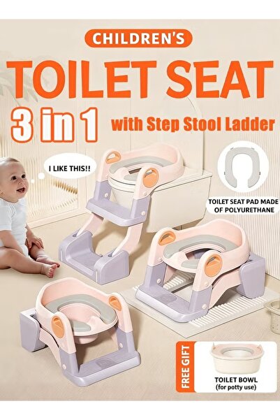 Generic 3-in-1 Potty Training Seat Toddler Toilet Seat with Step Stool Ladder Foldable Baby Potty Chair