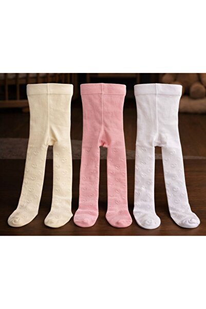 Pico Baby 3'lü Kız Bebek & Çocuk Pamuklu Külotlu Çorap Renkli Kalp Desenli