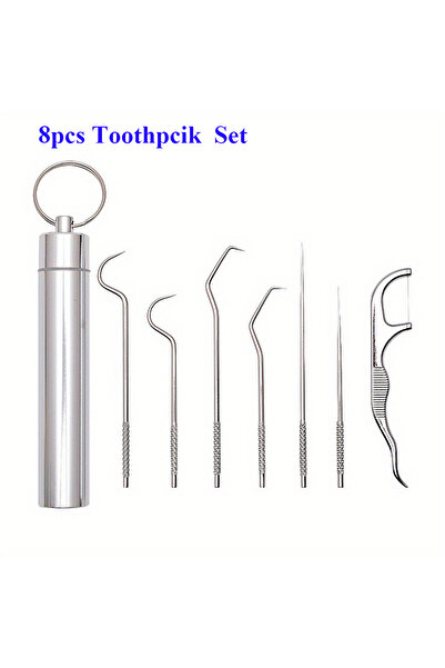 Choice5 مجموعة أعواد أسنان مكونة من 8 قطع، خيط تنظيف أسنان قابل للاستبدال، حا...