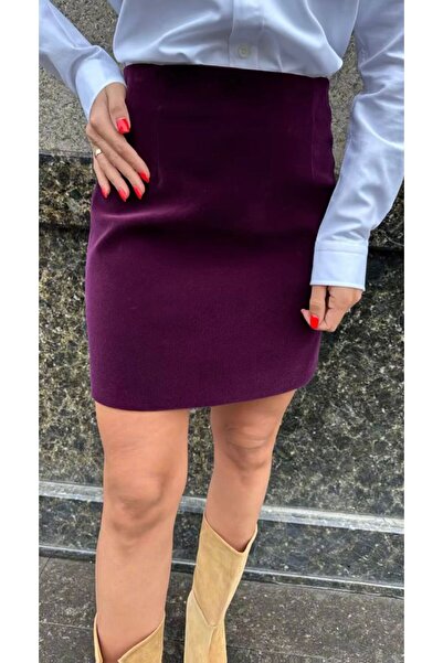 Vinales Velvet High Waist Mini Skirt - Plum