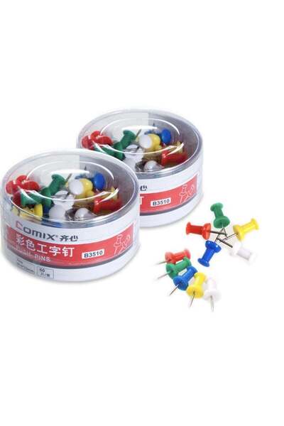 Comix B3510 Color Push Pins Box of 60 Pieces