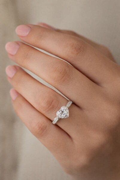 BY YASİN TOPÇU 💍 📏   17 Size Silver Heart Stone Ring ✨ 🤍