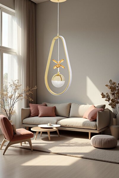 Harnelli 3 Renk Yanabilen Şeker Camlı Modern Ledli Avize