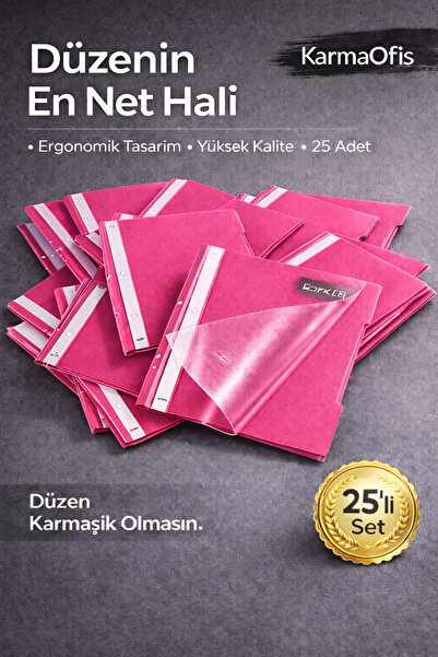 KarmaOfis Рожевий палітурний файл A4, набір з 25 штук – міцний та ергономічни...