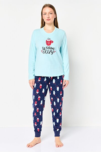 PJ Couture Women 2 Pieces Allover Print Top And Bottom Pajama Set, Multicolor