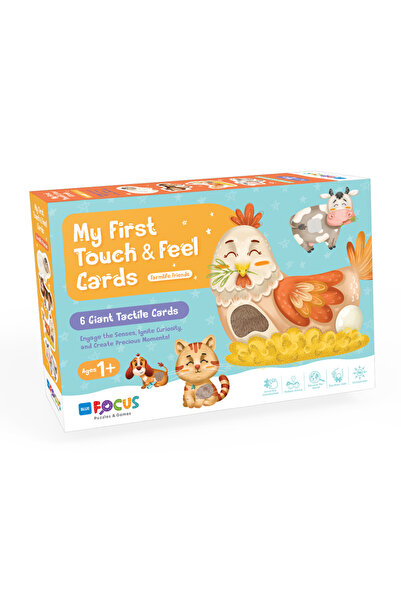 Blue Focus Touch & Feel Cards - 6 Animal Shape Cards - Farm Animals