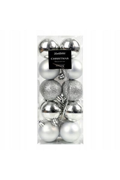 Other Zestaw 20 bombek choinkowych plastikowe srebrne 4cm