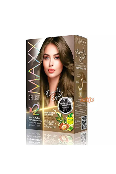 Maxx صبغة شعر دائمة فاخرة مع الكيراتين بزيت الزيتون وزيت الأرغان - 7.11 أشقر رمادي مكثف