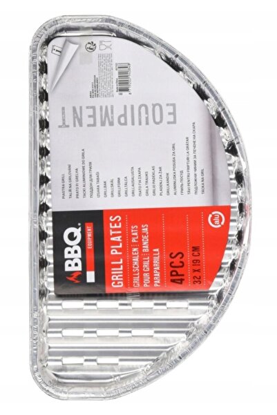 Other Zestaw 4 aluminiowych, półokrągłych tacek na grilla 32x19cm Jednorazowe