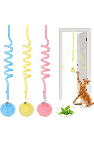 Arabest 3 قطع من ألعاب القطط المعلقة المصنوعة من النعناع البري مع جرس، لعبة ت...