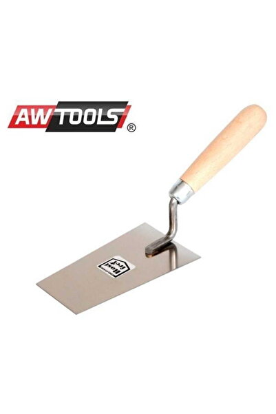 AwTools Mistrie trapezoidală din oțel inoxidabil, mâner din lemn de 160 mm