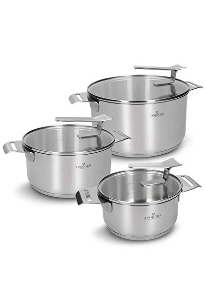 Other Set Zwieger de 3 oale din oțel inoxidabil + 3 capace 16/20/24cm