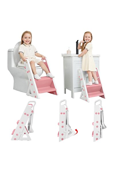 Saharaz Space-Saving Potty Training Seat with Ladder, Portable Toddler Toilet Trainer for Small Bathrooms