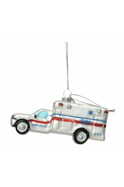 Other Ornament pentru bradul de Crăciun, ambulanță, din sticlă, alb, decorați...