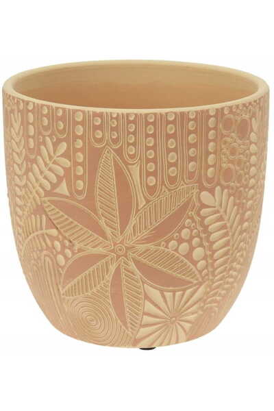 Other Doniczka ceramiczna z ornamentem etnicznym 13,5x12,5cm Dekoracyjna osłonka