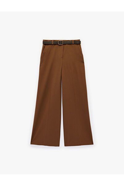 Koton X Melis Ağazat - Wide Leg Belted Trousers with Pockets