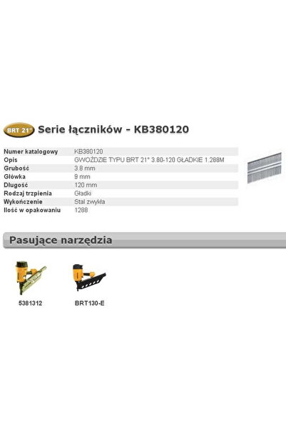 Bostitch Office CUIE BOSTITCH BRT21 3,80 x 120mm 1288 buc. KB380120