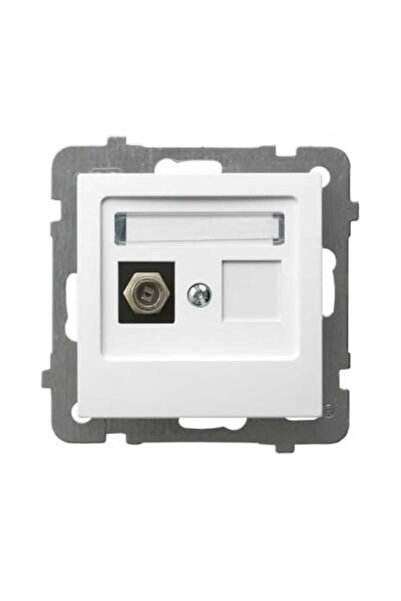 OSPEL Mufă de antenă albă tip F simplă, fără ramă