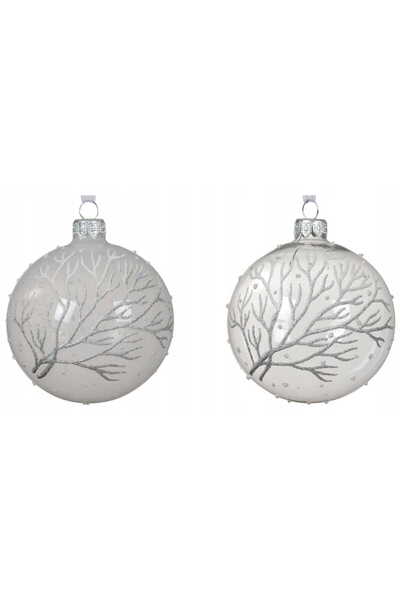 Other Glass Christmas tree bauble 8cm with glitter silver branch 1 pc.