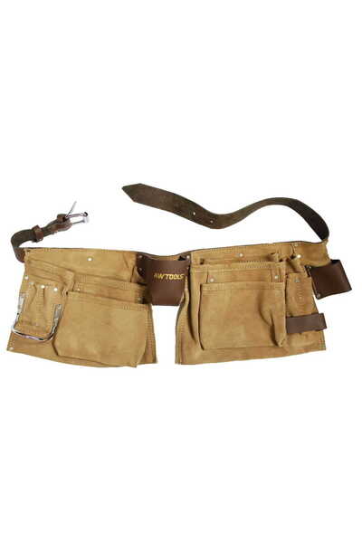 AwTools CUREA DIN PIELE PENTRU TEGLETE CU 11 BUZUNARE / CUREA DIN PIELE